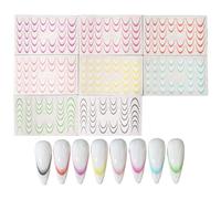 Decalcomanie Per Unghie,8 Colori Decorazioni Unghie per Ragazze - Manicure Salon Adesivi per Donne Ragazze Figlie - Compleanno Casa Dei Piedi French Tips