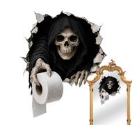 Decalcomanie per WC, motivo: fantasma, teschio spaventoso, illusione ottica | Decalcomanie per copriwater adesivi da bagno per casa, appartamento, fattoria, casa infestata, doccia, festa e vacanze