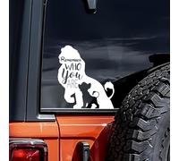 Decalcomanie "Remember Who You Are", design ufficiale con silhouette Simba & Mufasa, adesivi in vinile di alta qualità per auto, laptop e molto altro ancora, colore nero/bianco (15 x 17 cm, set da 2