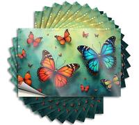 Decalcomanie resistenti ai graffi, stampa opaca piccola per custodia del telefono asciutta, accessori a prova di UV, confezione con farfalle colorate su sfondo verde (6 x 9 cm)