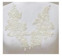 decalcomanie, Toppe ricamate con fiori in pizzo, da cucire, 25x12 cm, multicolore(Champagne)