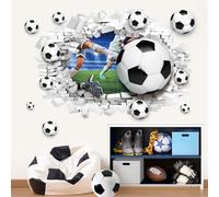 decalmile Adesivi Murali 3D Pallone da Calcio Adesivi Da Parete Giocatore Calcio Decorazione Murale Camera Ragazzi Camera da Letto Camerette Bambini