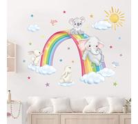 decalmile Adesivi Murali Arcobaleno Bambini Adesivi da Parete Elefante Koala Coniglio Nube Decorazione Murale Asilo Nido Camera da Letto Cameretta Bambini