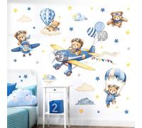 decalmile Adesivi Murali Bambini Aereo Animale Orso Adesivi da Parete Mongolfiera Orso Nuvole Decorazione Murale Camera Bambini Camerette Asilo Nido