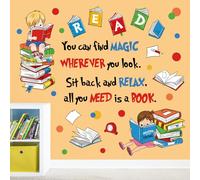 decalmile Adesivi Murali Bambini Libri da Leggere Adesivi da Parete Scritte e Frasi Motivazionali Pois Decorazione Murale Aula Scolastica Bambini Camerette Asilo Nido