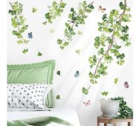 decalmile Adesivi Murali Foglie di Verde Vite Adesivi da Parete Appesa Piante Verdi Farfalla Decorazione Murale Camera da Letto Soggiorno Ufficio