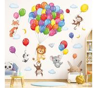 decalmile Adesivi Murali Foresta Animali Mongolfiera Adesivi da Parete Scimmia Leone Koala Palloncini Decorazione Murale Asilo Nido Camerette Bambini Camera da Letto