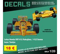 DECALS F1 Honda 99T #11 #12 Nakajima Ayrton Senna decal repro Tamiya 1/20 1 20