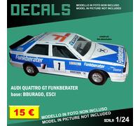 DECALS repro Audi Quattro Funkberater Bburago Burago Leo Models 1/24 1 24