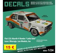 DECALS repro Fiat 131 Abarth Latte Sole T. Florio / Colline Bburago Leo Ixo 1 24