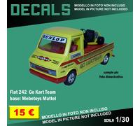 DECALS repro Fiat 242 Go Kart Team 1/30 1 30 24 Mebetoys Mattel Hot Wheels