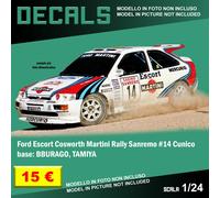 DECALS repro Ford Escort Cosworth Sanremo Cunico Bburago Tamiya 1/24 1 24 decal