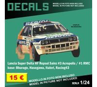 DECALS repro Lancia Delta HF Repsol #1 #3 Sainz 1 24 Bburago Hasegawa Ixo decal