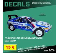 DECALS repro Peugeot 405 T16 GT Paris Dakar Rally Pioneer 1 24 Tamiya Bburago