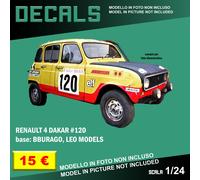 DECALS repro Renault 4 Paris Dakar Raid Bburago Burago Leo Models Ixo 1 24 decal