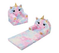 decalsweet Divano per Bambini 2-in-1 Pieghevole Schienale Poltrona, Comodi Peluche Divano per Bambini con Cerniera, Costante Leggero Divano Letto per Camerette, Poltroncina per Bambini (Unicorno)