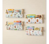 decalsweet Libreria da Parete per Bambini in Legno, Set di 4 Porta Libri per Cameretta, 40 cm Mensole da Parete con Giraffa, Mensole per Cameretta per Libri e Giocattoli Libreria Montessoriana