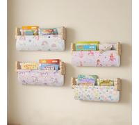 decalsweet Libreria da Parete per Bambini in Legno, Set di 4 Porta Libri per Cameretta, 40 cm Mensole da Parete con Unicorno, Mensole per Cameretta per Libri e Giocattoli Libreria Montessoriana