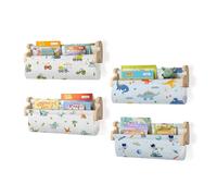 decalsweet Libreria da Parete per Bambini in Legno, Set di 4 Porta Libri per Cameretta, 40 cm Mensole da Parete con Dinosauro, Mensole per Cameretta per Libri e Giocattoli Libreria Montessoriana