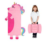 Decalsweet Nap Mat Caldo per Bambini con Rimovibile Cuscino, Sacco a Pelo Pieghevole per Ragazze Ragazzi, Nap Mats con Doppia Cerniera per Campeggio, Scuola Materna e Asilo, 170×70cm Unicorno