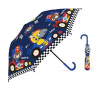 decalsweet Ombrello Pieghevole Antivento Bambino con Copertura, Resistente Ombrello Bambina, Facile da Trasportare Ombrello Pioggia, Ombrello Tascabile Bambini con Motivo Carino (Gara di Animali)