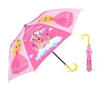 decalsweet Ombrello Pieghevole Antivento Bambino con Copertura, Resistente Ombrello Bambina, Facile da Trasportare Ombrello Pioggia, Ombrello Tascabile Bambini con Motivo Carino (Castello Principessa)