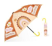 decalsweet Ombrello Pieghevole Antivento Bambino con Copertura, Resistente Ombrello Bambina, Facile da Trasportare Ombrello Pioggia, Ombrello Tascabile Bambini con Motivo Carino (Arcobaleno Boemo)