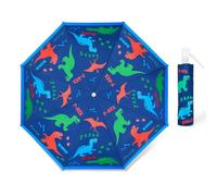 decalsweet Ombrello Pieghevoli Antivento Bambino, Ombrello Automatico da Sole con Strisce Riflettenti, Ombrello Piccolo Portatile Resistenti da Viaggio per Ragazzo e Ragazza, Dinosauri Blu