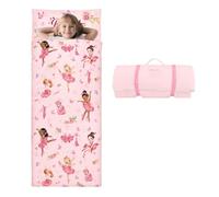 decalsweet Sacco a Pelo Bambino con Rimovibile Cuscino, Nap Mat per Bambini Pieghevole per Ragazze Ragazzi, Nap Mats con Doppia Cerniera per Campeggio, Scuola Materna e Asilo, 150×60cm Ballerina