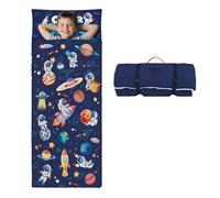 decalsweet Sacco a Pelo Bambino con Rimovibile Cuscino, Nap Mat per Bambini Pieghevole per Ragazze Ragazzi, Nap Mats con Doppia Cerniera per Campeggio, Scuola Materna e Asilo, 150×60cm Astronauta