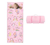 decalsweet Sacco a Pelo Bambino con Rimovibile Cuscino, Nap Mat per Bambini Pieghevole per Ragazze Ragazzi, Nap Mats con Doppia Cerniera per Campeggio, Scuola Materna e Asilo, 150×60cm Unicorno