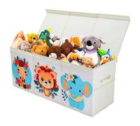 decalsweet Scatola di Giocattoli Extra Large con Coperchio Ribalta per Bambini, Contenitore Porta Giochi Pieghevole Oxford Tasche in Rete, Baule Portagiochi Impermeabile, 96×32×40 cm (Animale Carino)