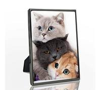 DECANIT Cornice portafoto in metallo nero con bordi sottili, per esposizione da tavolo e montaggio a parete, colore nero