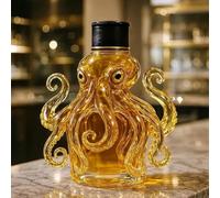 decanter, Bottiglia di whisky e vino a forma polpo 3D da 350 ml, caraffa vuota for liquori con tema animale divertente(D)