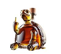 decanter, Bottiglia di whisky Middle Finger Turtle da 350 ml, splendida caraffa for vino in vetro con incisione(1pcs,Turtle)