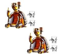 Decanter, Bottiglia di whisky Middle Finger Turtle da 350 ml, splendida caraffa for vino in vetro con incisione(2pcs,Turtle+2 water cups)