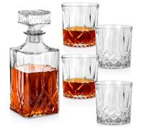 Decanter e bicchieri da whisky in vetro da 900 ml + 4 bicchieri da 300 ml (5 pez