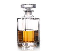 Decanter in vetro con tappo geometrico ermetico, decanter per whisky, per vino, bourbon, brandy, liquori, succhi di frutta, acqua, collutorio, vetro italiano senza piombo (768 ml)