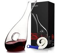Decanter per Vino Piccolo Decanter per 375 ml Decanter in Cristallo Vetro 0.9L Decanter Design Caraffa per Vino Rosso Aeratore per Vino Soffiato Professionale Decantatore Set & Spazzola per Pulizia