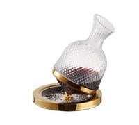 Decanter per vino rosso, aeratore per vino rotante, base dorata in vetro cristallo ispessito, rotazione 360, aerazione rapida del vino, 1500 ml, amante del vino