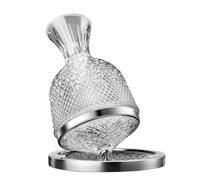 Decanter per vino rosso, aeratore per vino rotante, base dorata in vetro di cristallo spesso, rotazione a 360°, aerazione rapida del vino, 50 oz/1500 ml, per gli amanti del vino(Silver)