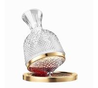 Decanter per vino rosso, aeratore per vino rotante, base dorata in vetro di cristallo spesso, rotazione a 360°, aerazione rapida del vino, 50 oz/1500 ml, per gli amanti del vino(Gold)