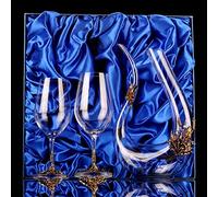Decanter per vino, Set da 3 pezzi di decanter e bicchieri for vino whisky multicolore(Gold,#2)