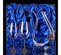 Decanter per vino, Set da 3 pezzi di decanter e bicchieri for vino whisky multicolore(Silver,#2)