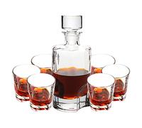 Decanter per vino, Set di 7 decanter for whisky in vetro soffiato a mano senza piombo, trasparenti