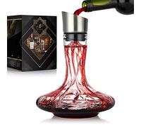 Decanter per Vino, vino decanter, Caraffa Vino con Aeratore, Filtro e Beccuccio Incorporati, Decantatore 100% Cristallo Soffiato a Mano senza Piombo per Vino Rosso in Confezione Regalo