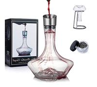 Decanter per Vino, vino decanter Iceberg con Filtro Aeratore, Base per Asciugatura e Perline Pulizia, Caraffa per Vino Rosso in Cristallo Soffiato a Mano al 100% Senza Piombo (1400ml)