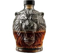 Decanter per whisky a forma di leone, 300 ml, in vetro, per bourbon, scotch e whisky, bottiglia decorativa da bar, regalo per uomini, marito, padre e amici