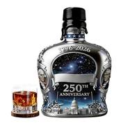 Decanter per whisky - Bottiglia di bourbon americano per il 250° anniversario da 350 ml, Decanter per liquori in da collezione con design ornamentale, Espositore da bar domestico per baristi