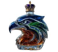 Decanter per whisky Eagle Head, dispenser per liquori in vetro scolpito in 3D con capacità di 10 oz, set per bourbon scotch per uomo, arredamento per bar di casa e ufficio(Crown)